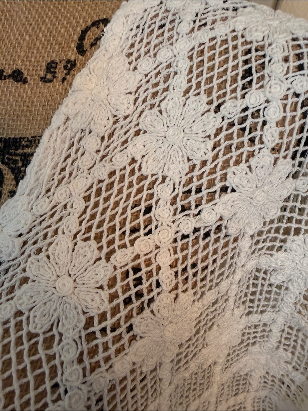 Coco + Carmen White Flower Crochet V-Neck Tunic One Size - Picture 5 of 12